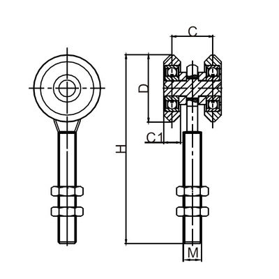 چرخ درب کشویی تجاری سنگین 38 میلی متر M12 2 چرخ