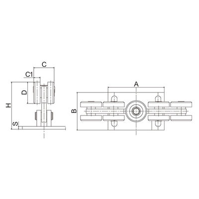 زنجیر نقره ای آهنی سنگین کیت دروازه کشویی 9 چرخ 80x80 مسیر پروفیل 68 میلی متری
