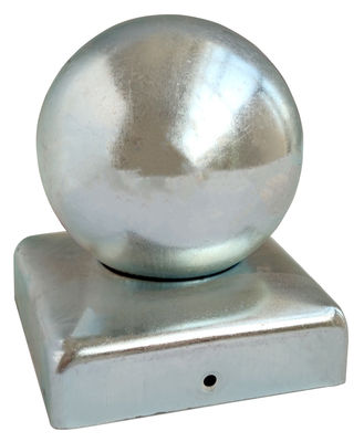 درپوش نرده ای 80x80 میلی متری با تزئینات فولادی سفید گالوانیزه گرد توپی