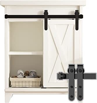 کیت سخت افزاری کابینت دو درب Mini Barn Door 8ft 10ft مشکی